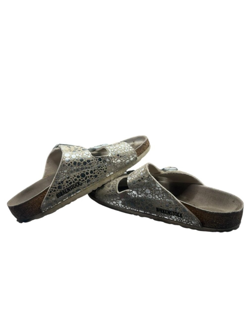 Birkenstock Arizona Stone Silver Metallic Sandals 38 AS IS - Picture 7 of 10
